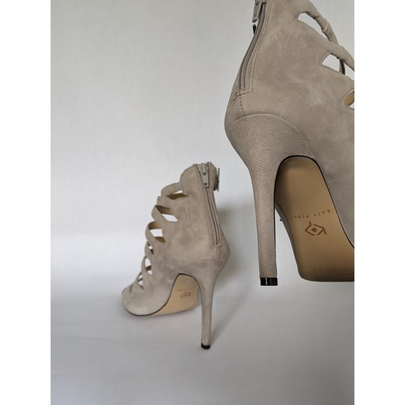 Katy Perry heels: The Stella, sz 9.5. Strappy, tan suede, zipped backs, STARS! - Picture 10 of 11